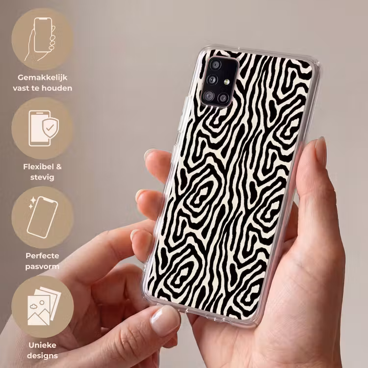 Zebra - Abstract - Zwart Telefoonhoesje Samsung Galaxy A51 5G klein 373 -sfeer3_NL