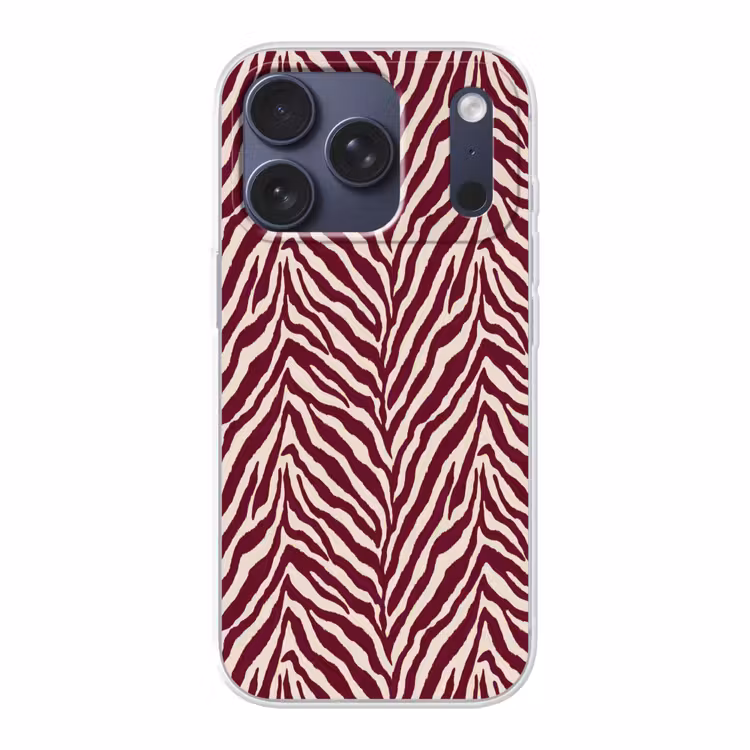 Zebra - Motief - Bordeaux - Rood Telefoonhoesje iPhone 17 Pro klein 878 -3d