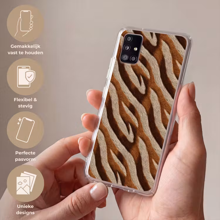 Zebra - Patroon - Bruin Telefoonhoesje Samsung Galaxy A51 5G klein 373 -sfeer3_NL