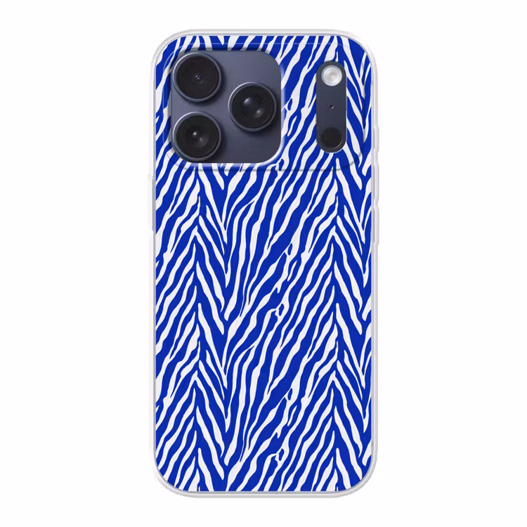 Zebra - Patroon - Kobalt - Blauw Telefoonhoesje iPhone 17 Pro klein 878 -3d