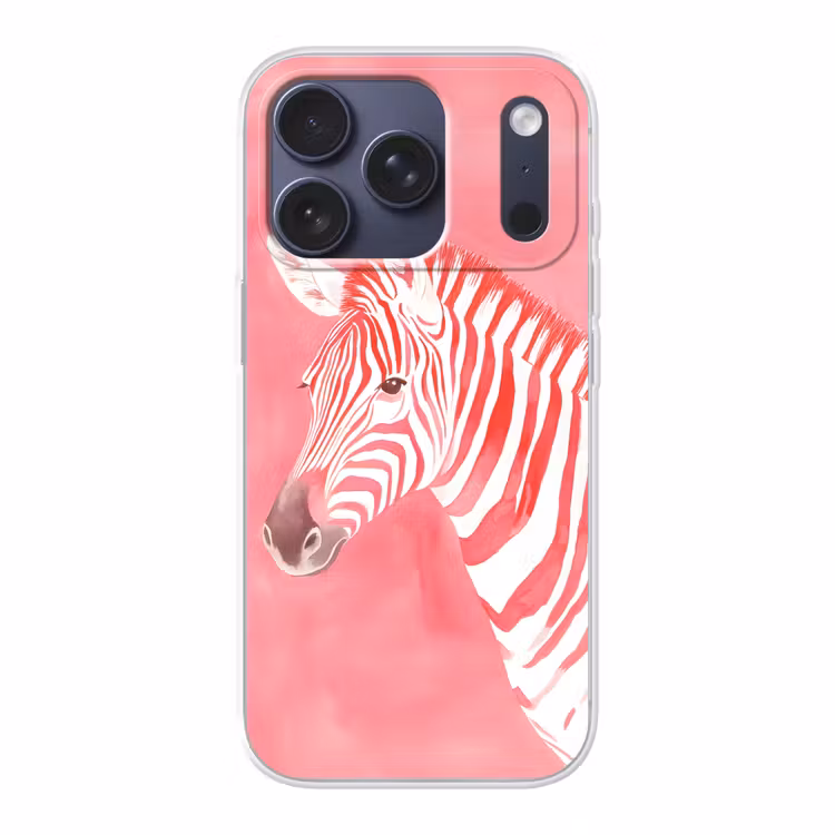 Zebra - Pink - Verf Telefoonhoesje iPhone 17 Pro klein -3d