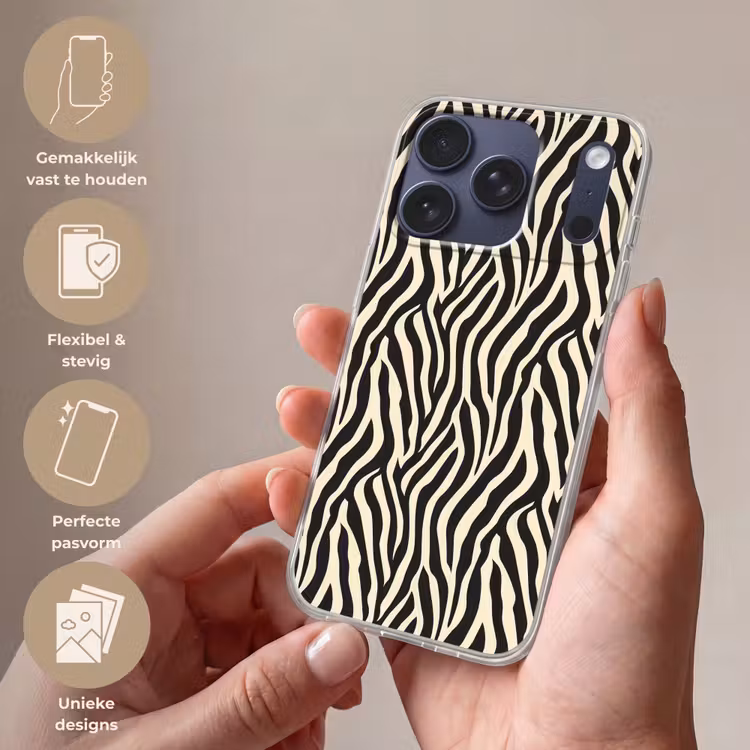 Zebra - Print - Klassiek - Zwart Telefoonhoesje iPhone 17 Pro klein 878 -sfeer3_NL