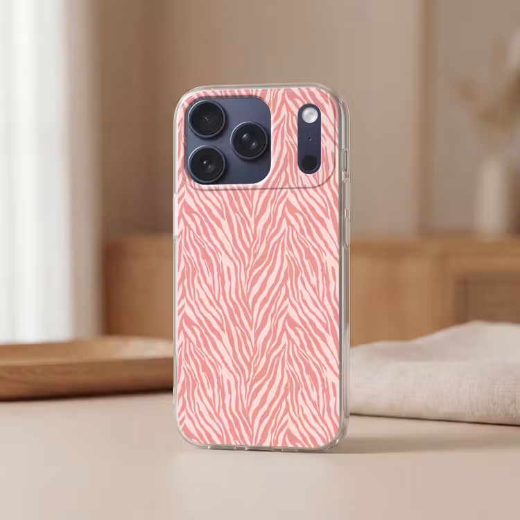 Zebra - Print - Roze Telefoonhoesje iPhone 17 Pro klein 878 -sfeer2