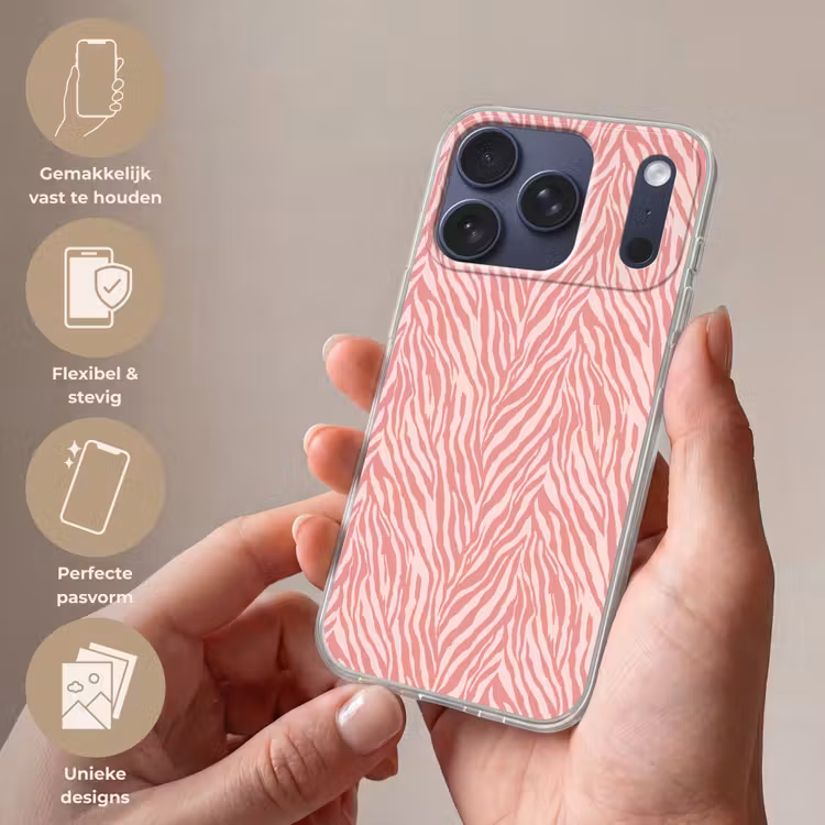 Zebra - Print - Roze Telefoonhoesje iPhone 17 Pro klein 878 -sfeer3_NL