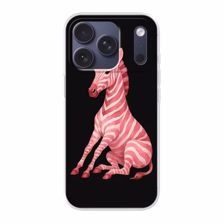 Zebra - Roze - Gestreept Telefoonhoesje iPhone 17 Pro klein -3d