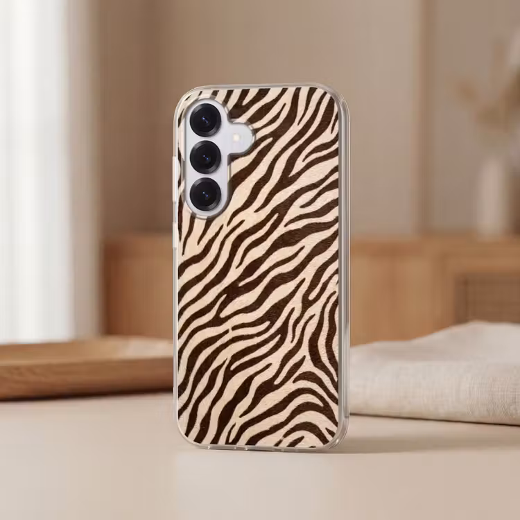 Zebra - Strepen - Bruin Telefoonhoesje Samsung Galaxy S26 klein -sfeer2