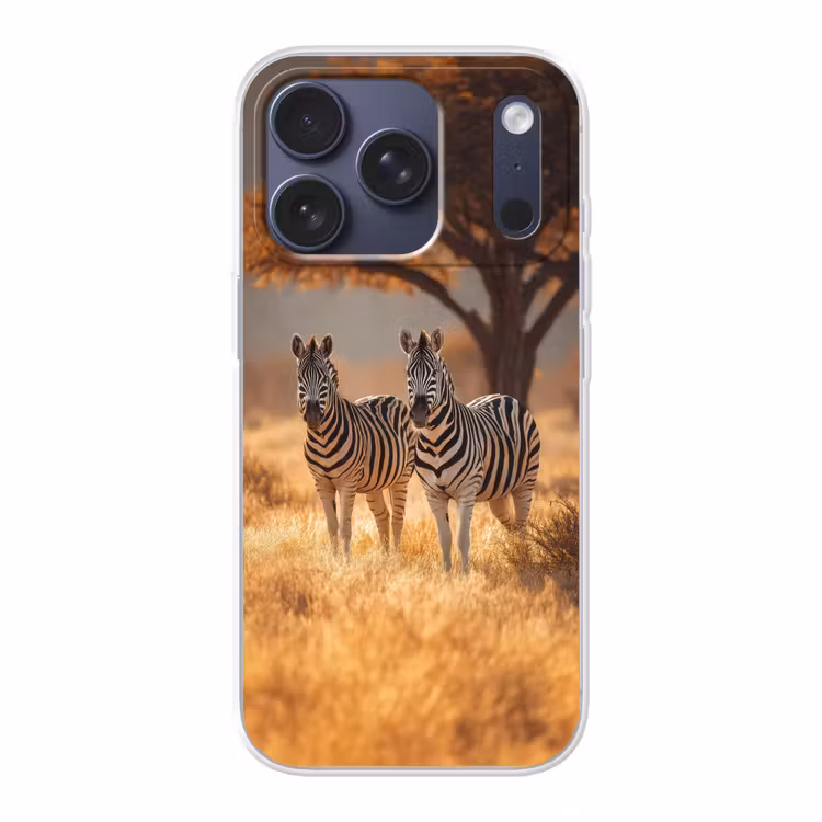 Zebra's - Savannelandschap - Gras Telefoonhoesje iPhone 17 Pro klein -3d