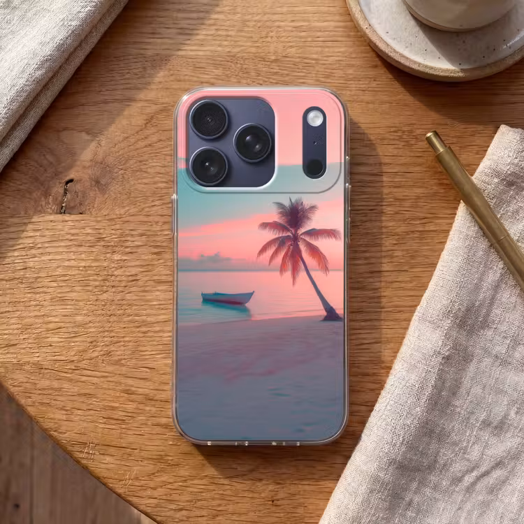 Zee - Boot - Zonsondergang Telefoonhoesje iPhone 17 Pro klein -sfeer1