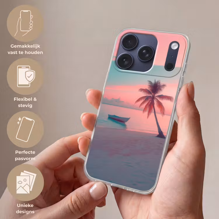 Zee - Boot - Zonsondergang Telefoonhoesje iPhone 17 Pro klein -sfeer3_NL