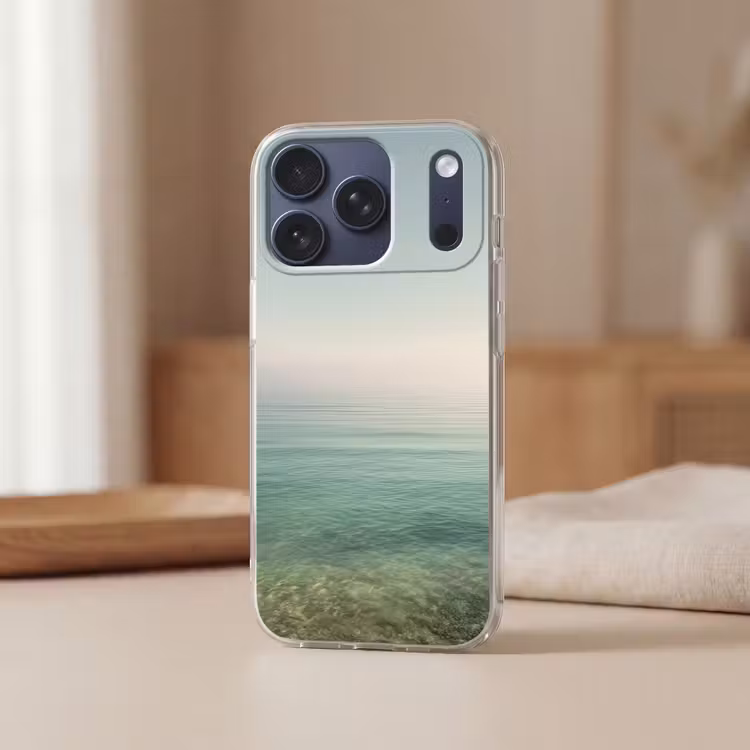 Zee - Horizon - Blauw - Mist Telefoonhoesje iPhone 17 Pro klein -sfeer2