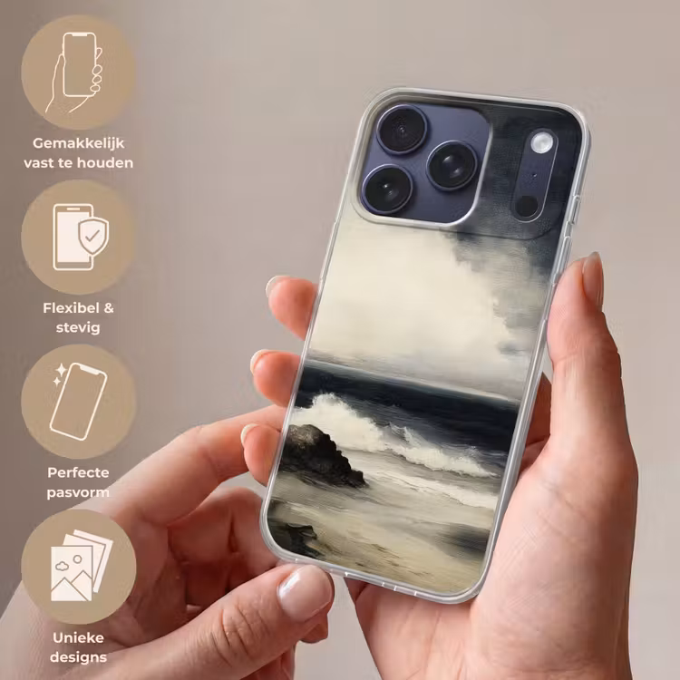 Zee - Rotsen - Storm Telefoonhoesje iPhone 17 Pro klein -sfeer3_NL