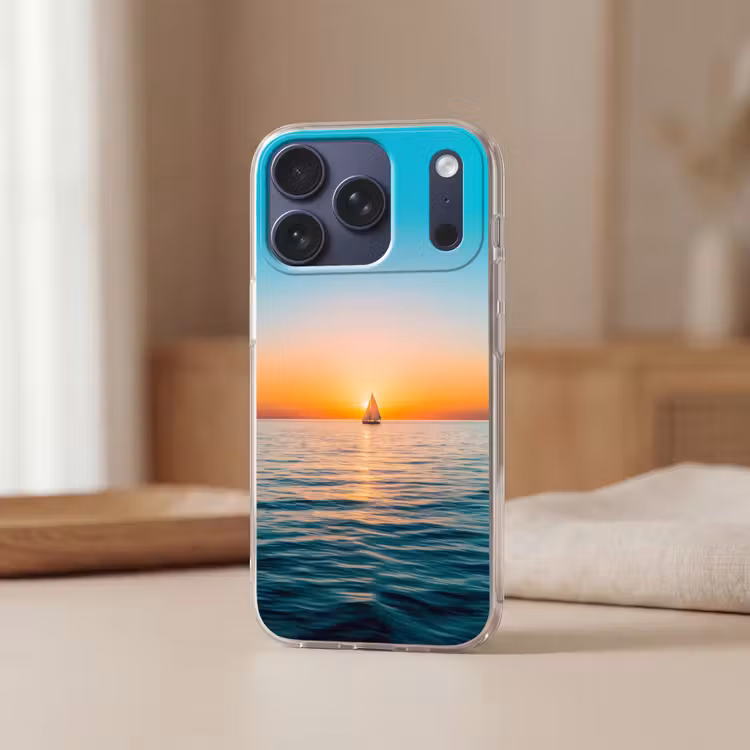 Zee - Zeilboot - Zonsondergang Telefoonhoesje iPhone 17 Pro klein -sfeer2