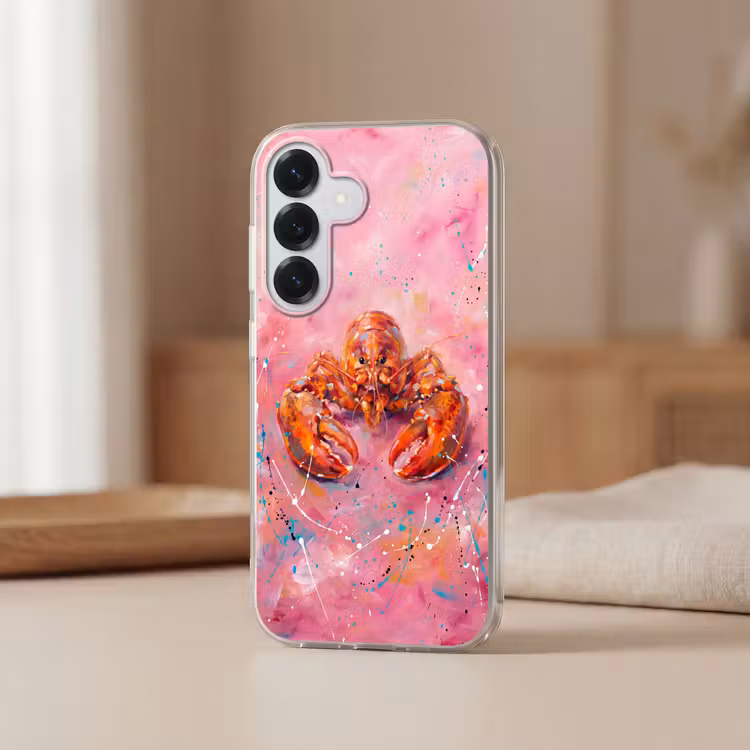 Zeeleven - Kreeft - Spatters - Abstract - Roze Telefoonhoesje Samsung Galaxy S26 klein -sfeer2
