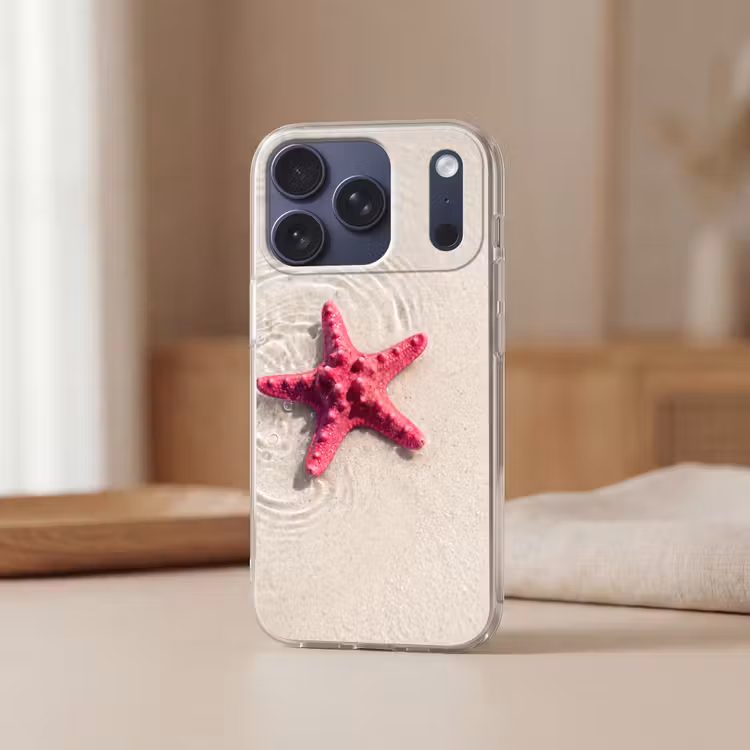 Zeeleven - Zeester - Strand - Roze - Water Telefoonhoesje iPhone 17 Pro klein -sfeer2