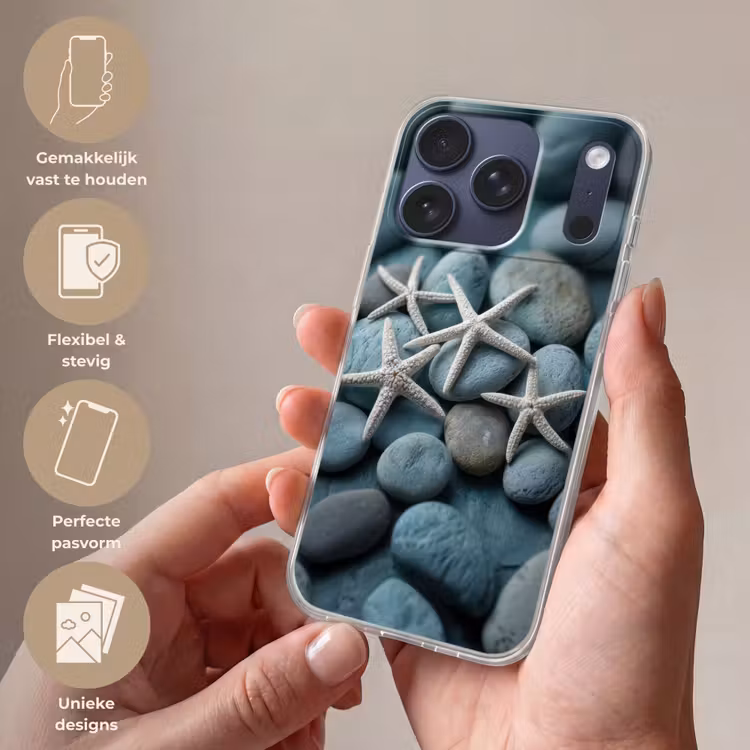 Zeesterren - Stenen - Wit Telefoonhoesje iPhone 17 Pro klein -sfeer3_NL
