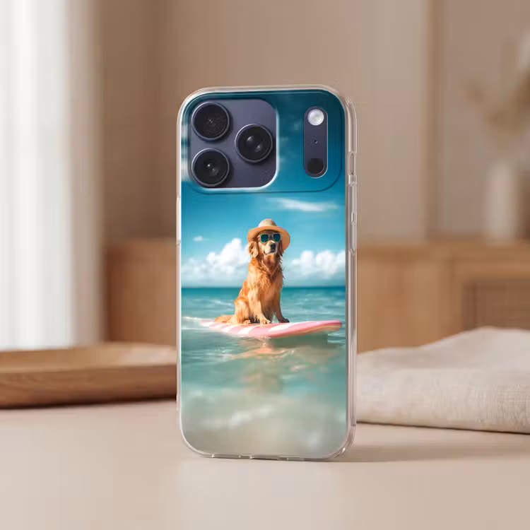 Zeewater - Hond - Golden retriever - Zonnebril Telefoonhoesje iPhone 17 Pro klein -sfeer2