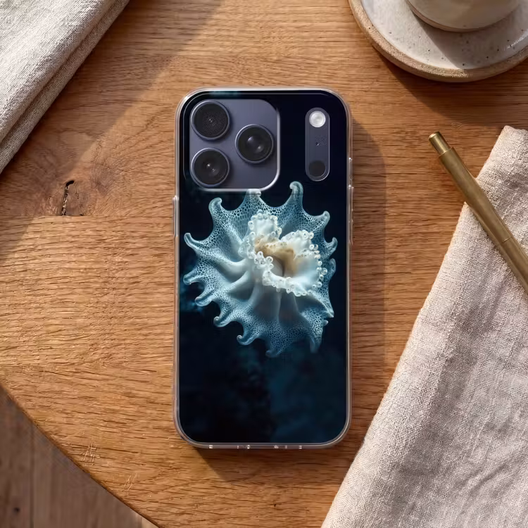 Zeewezen - Wit - Golven - Water Telefoonhoesje iPhone 17 Pro klein -sfeer1