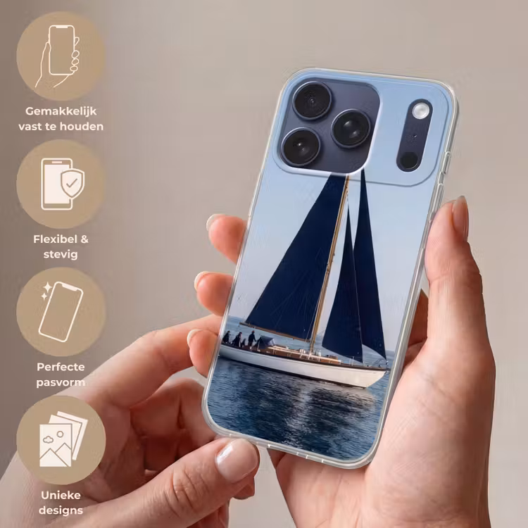 Zeilboot - Zee - Blauw Telefoonhoesje iPhone 17 Pro klein -sfeer3_NL