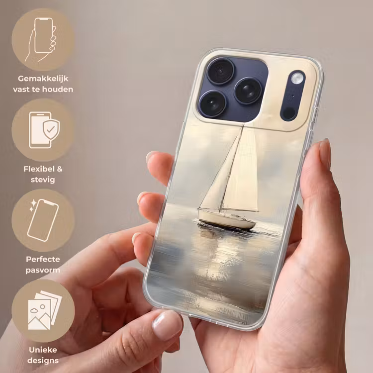 Zeilschip - Zee - Bewolkt Telefoonhoesje iPhone 17 Pro klein -sfeer3_NL
