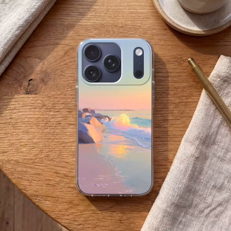 Zomerlicht - Strand - Fonkelende accenten Telefoonhoesje iPhone 17 Pro klein -sfeer1