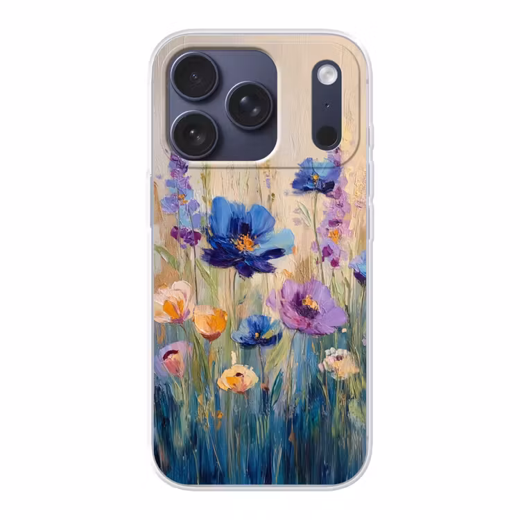 Zomers - Wilde bloemen - Penseelstreken Telefoonhoesje iPhone 17 Pro klein -3d