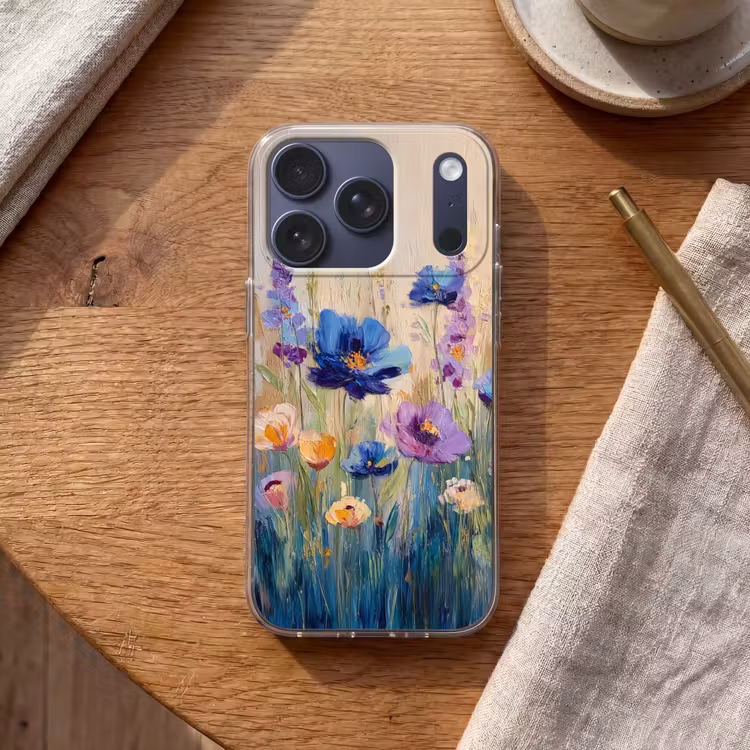Zomers - Wilde bloemen - Penseelstreken Telefoonhoesje iPhone 17 Pro klein -sfeer1