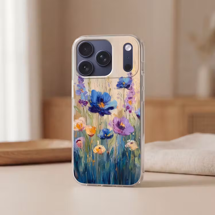 Zomers - Wilde bloemen - Penseelstreken Telefoonhoesje iPhone 17 Pro klein -sfeer2