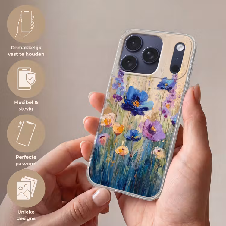 Zomers - Wilde bloemen - Penseelstreken Telefoonhoesje iPhone 17 Pro klein -sfeer3_NL