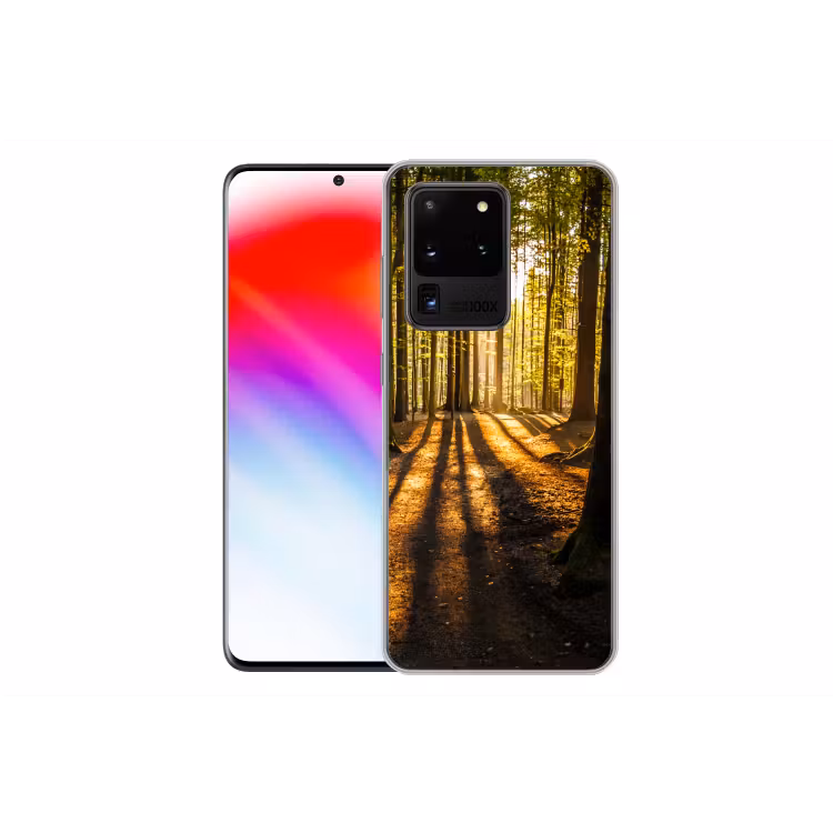Zon - Bomen - Bos - Landschap Telefoonhoesje Samsung Galaxy S20 Ultra klein -dubbelS20Ultra