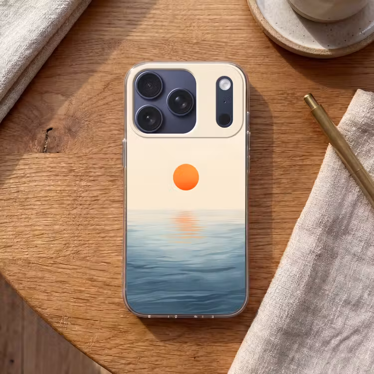 Zon - Oranje - Zee Telefoonhoesje iPhone 17 Pro klein -sfeer1