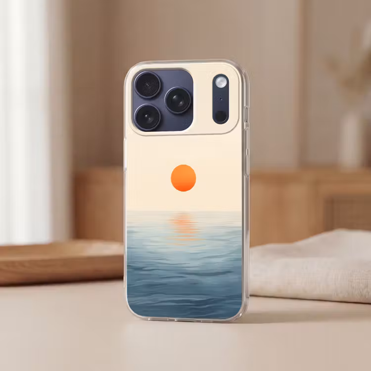 Zon - Oranje - Zee Telefoonhoesje iPhone 17 Pro klein -sfeer2