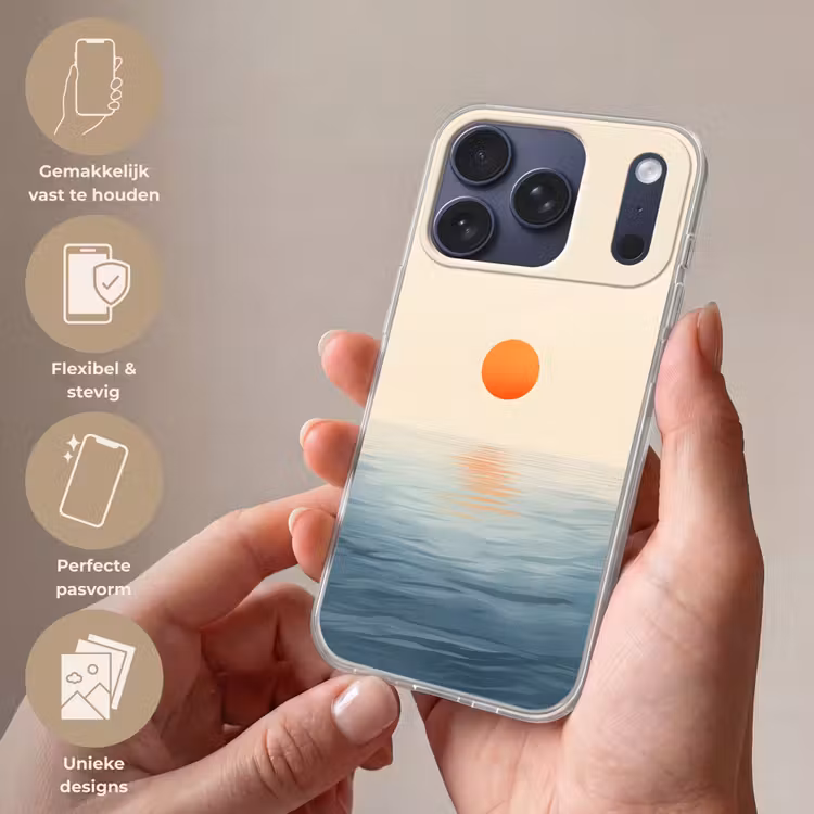 Zon - Oranje - Zee Telefoonhoesje iPhone 17 Pro klein -sfeer3_NL