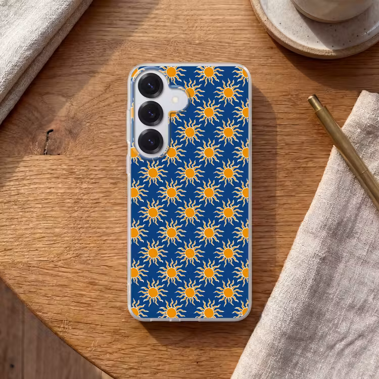 Zon - Patroon - Blauw Telefoonhoesje Samsung Galaxy S26 klein 975 -sfeer1