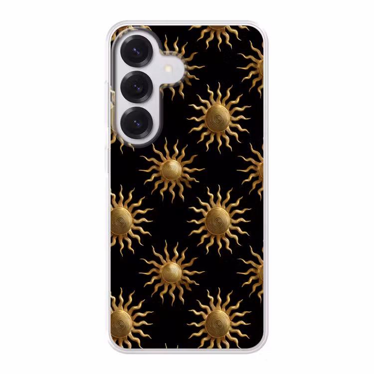 Zon - Patroon - Luxe - Goud - Zwart Telefoonhoesje Samsung Galaxy S26 klein 975 -3d