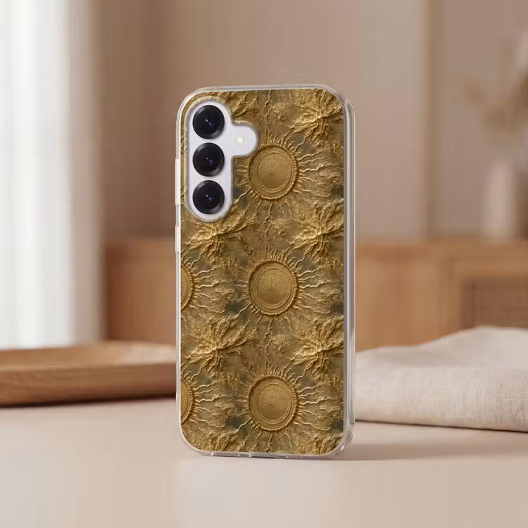 Zon - Reliëf - Antiek - Goud Telefoonhoesje Samsung Galaxy S26 klein 975 -sfeer2
