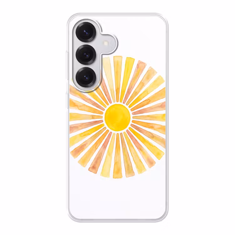 Zon - Stralen - Aquarel - Geel - Abstract Telefoonhoesje Samsung Galaxy S26 klein -3d