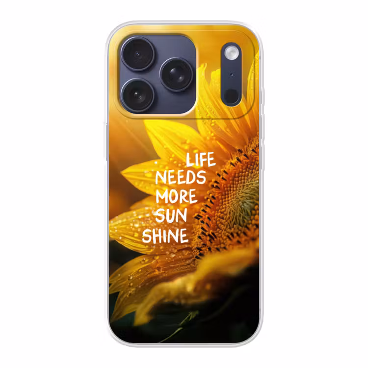 Zonnebloem - Close up - Geel - Quote Telefoonhoesje iPhone 17 Pro klein -3d