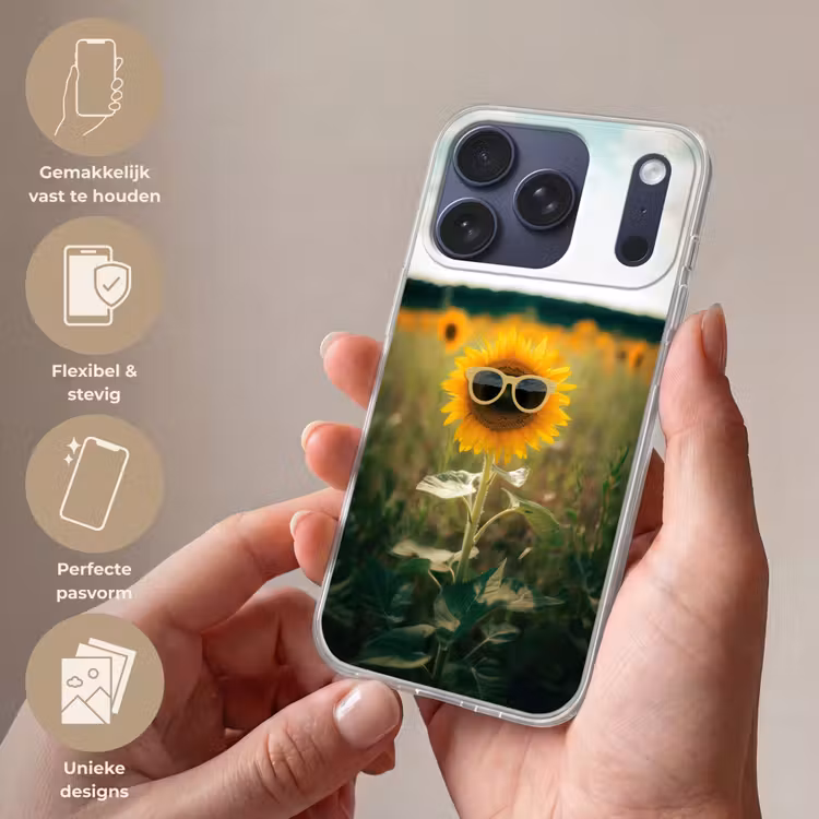 Zonnebloem - Veld - Zonnebril Telefoonhoesje iPhone 17 Pro klein -sfeer3_NL