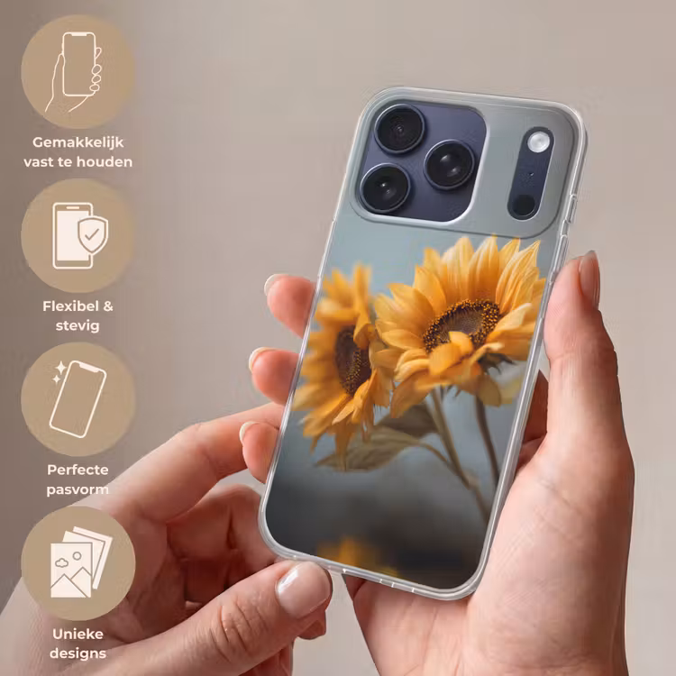 Zonnebloemen - Geel - Wazig Telefoonhoesje iPhone 17 Pro klein -sfeer3_NL