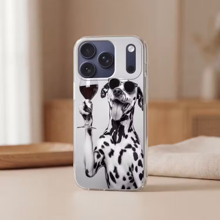 Zonnebril - Dalmatiër - Wijnglas - Tong Telefoonhoesje iPhone 17 Pro klein -sfeer2