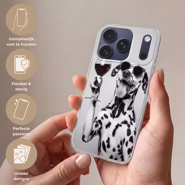 Zonnebril - Dalmatiër - Wijnglas - Tong Telefoonhoesje iPhone 17 Pro klein -sfeer3_NL
