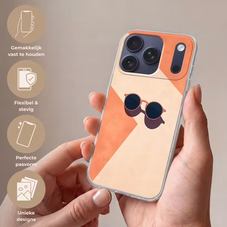 Zonnebril - Schaduw - Oranje - Minimalistisch Telefoonhoesje iPhone 17 Pro klein -sfeer3_NL