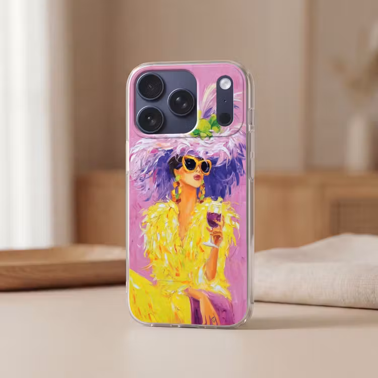 Zonnebril - Vrouw - Jas - Veren Telefoonhoesje iPhone 17 Pro klein -sfeer2