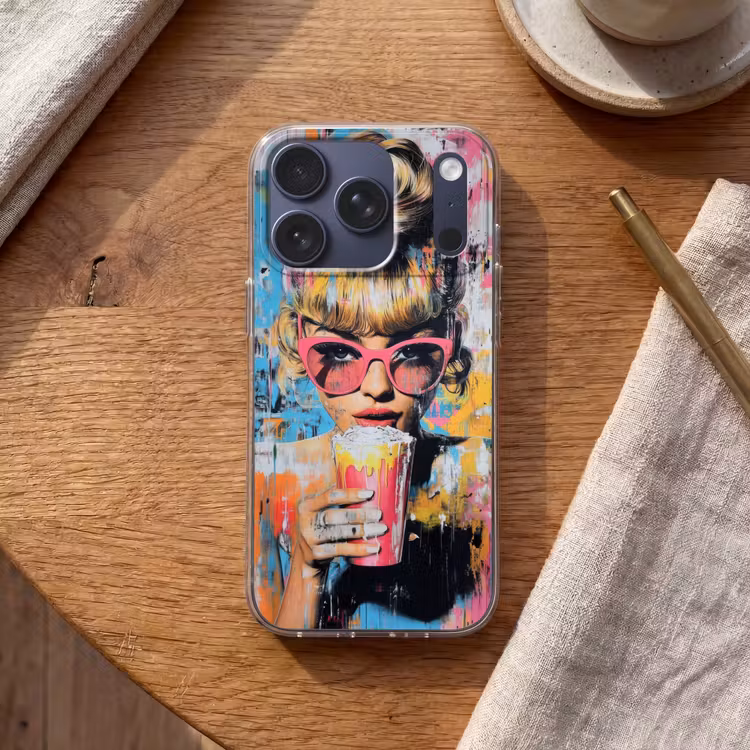 Zonnebril - Vrouw - Kleurrijk - Verfspetters Telefoonhoesje iPhone 17 Pro klein -sfeer1