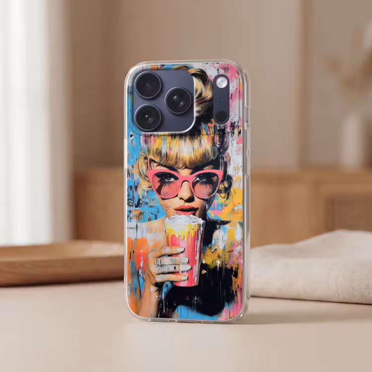 Zonnebril - Vrouw - Kleurrijk - Verfspetters Telefoonhoesje iPhone 17 Pro klein -sfeer2