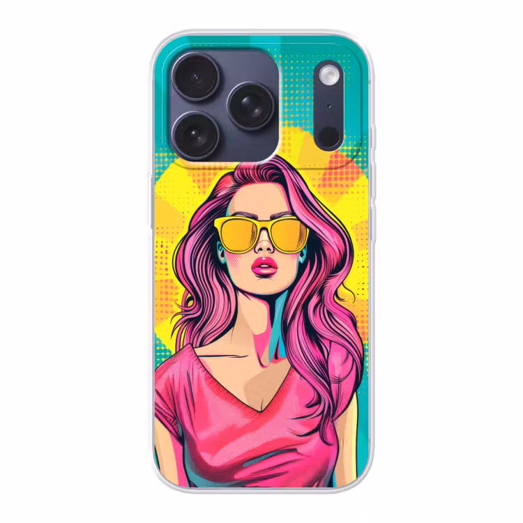Zonnebril - Vrouw - Zonnig - Geel Telefoonhoesje iPhone 17 Pro klein -3d