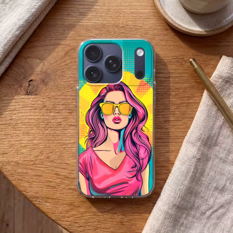 Zonnebril - Vrouw - Zonnig - Geel Telefoonhoesje iPhone 17 Pro klein -sfeer1