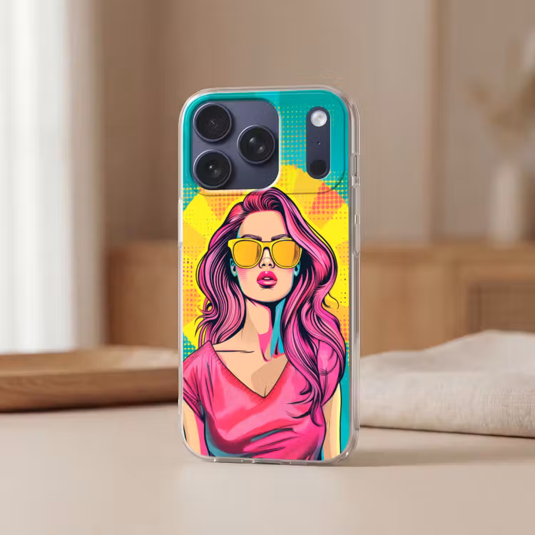 Zonnebril - Vrouw - Zonnig - Geel Telefoonhoesje iPhone 17 Pro klein -sfeer2