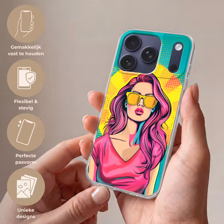 Zonnebril - Vrouw - Zonnig - Geel Telefoonhoesje iPhone 17 Pro klein -sfeer3_NL