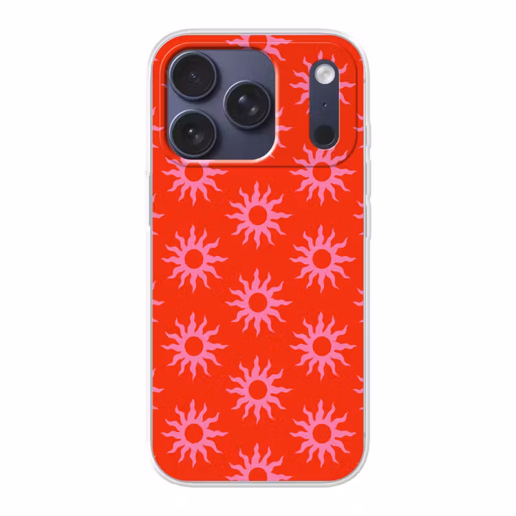 Zonnen - Rood - Roze - Patroon - Zomer Telefoonhoesje iPhone 17 Pro klein -3d